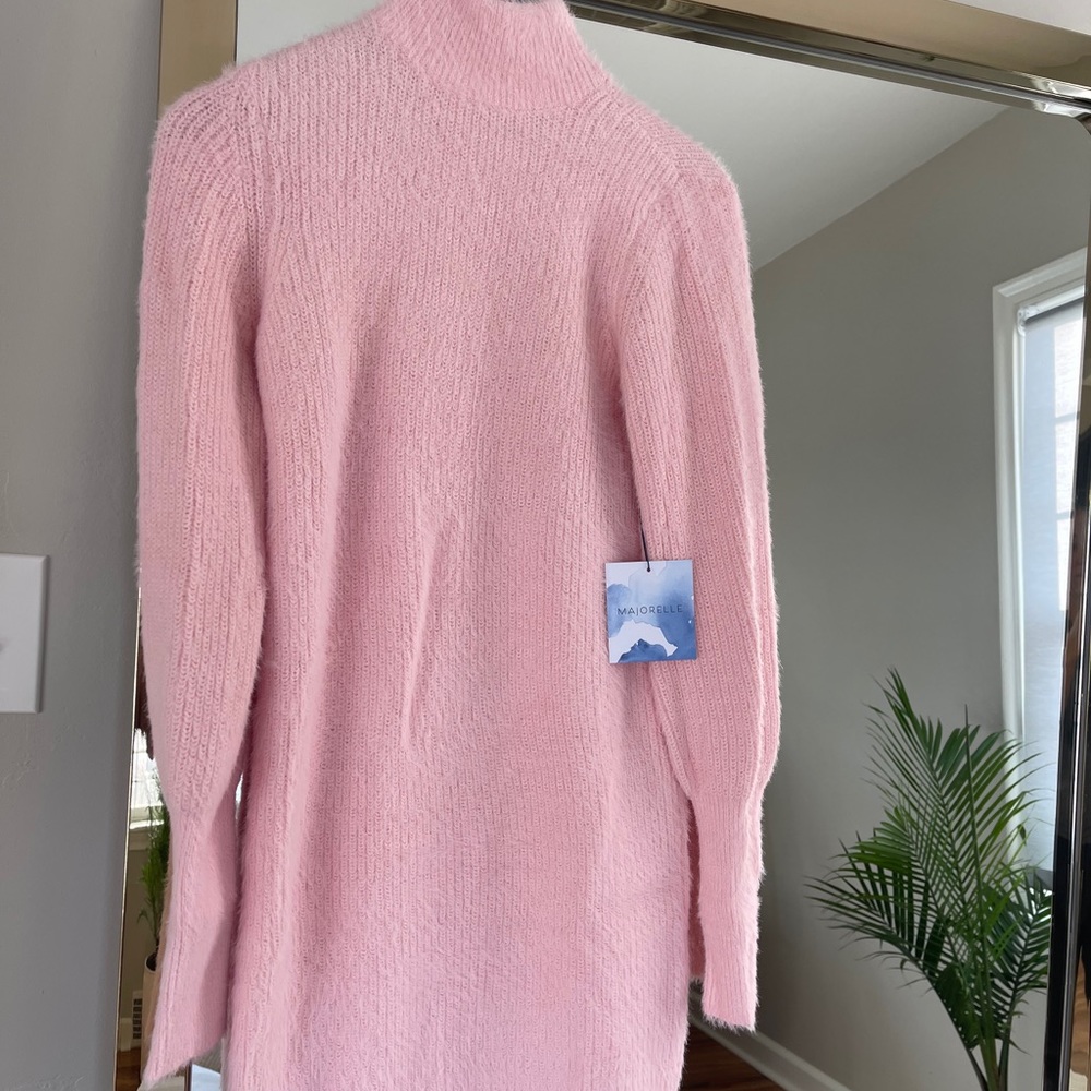 Fuzzy baby pink sweater dress
